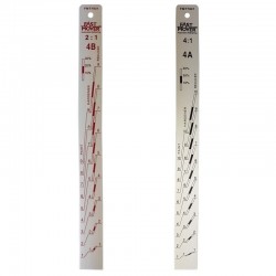 Aluminium Paint Measuring Stick, 200 x 24 x 2mm, 2:1&4:1 Ratios